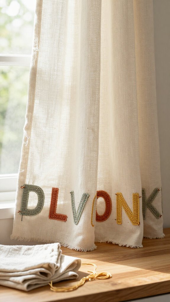 Sewing Letters on Fabric Ideas for Personalized Home Decor 21 diy coffee fabric letter curtain