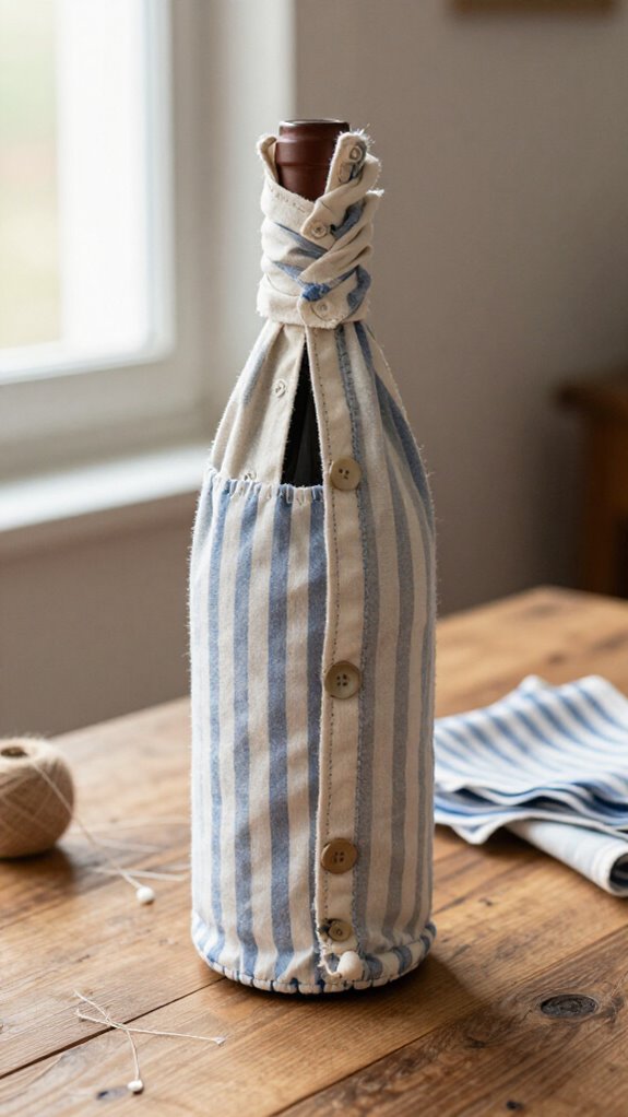 diy shirt sleeve wine bag