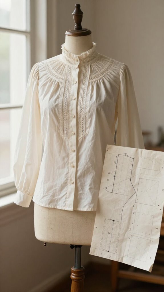edwardian high neck collar silhouette