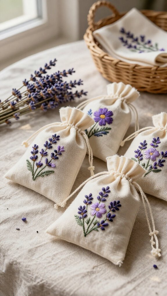 23 Sewing Embroidery Designs That Turn Fabric Into Beautiful Home Decor 20 embroidered lavender drawer sachets