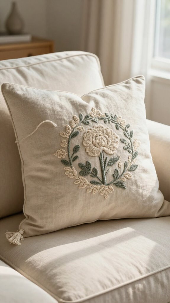 23 Sewing Embroidery Designs That Turn Fabric Into Beautiful Home Decor 4 embroidered monogram pillow upgrade