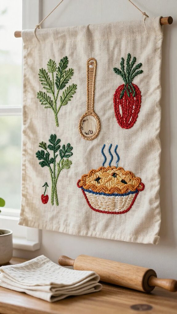 23 Sewing Embroidery Designs That Turn Fabric Into Beautiful Home Decor 18 embroidered recipe card tea towel