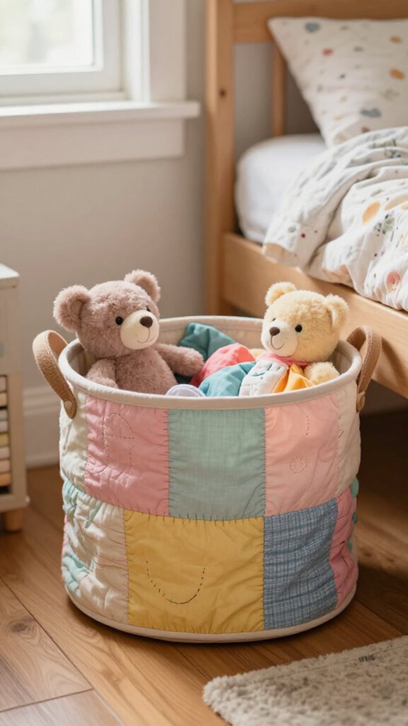 19 Sewing Projects for Kids That Make Their Rooms More Fun 6 fabric basket with label pocket