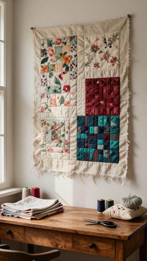 21 Sewing Room Decor Ideas That Make Your Craft Space Feel Beautiful 12 fabric scrap storage wall system