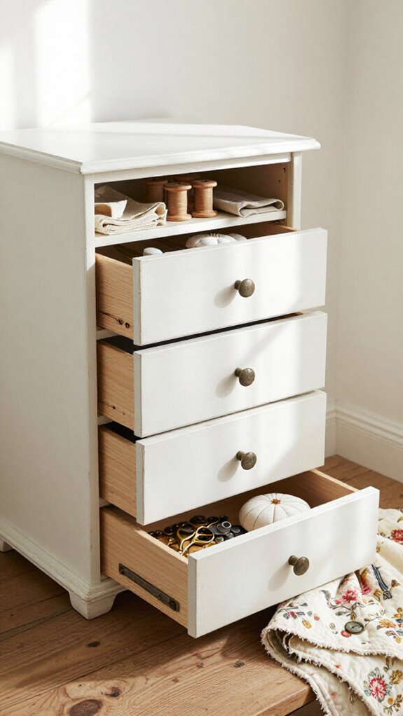 farmhouse chippy white sewing chest