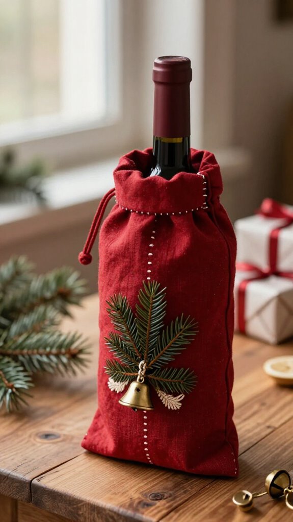 festive insulated wine bag