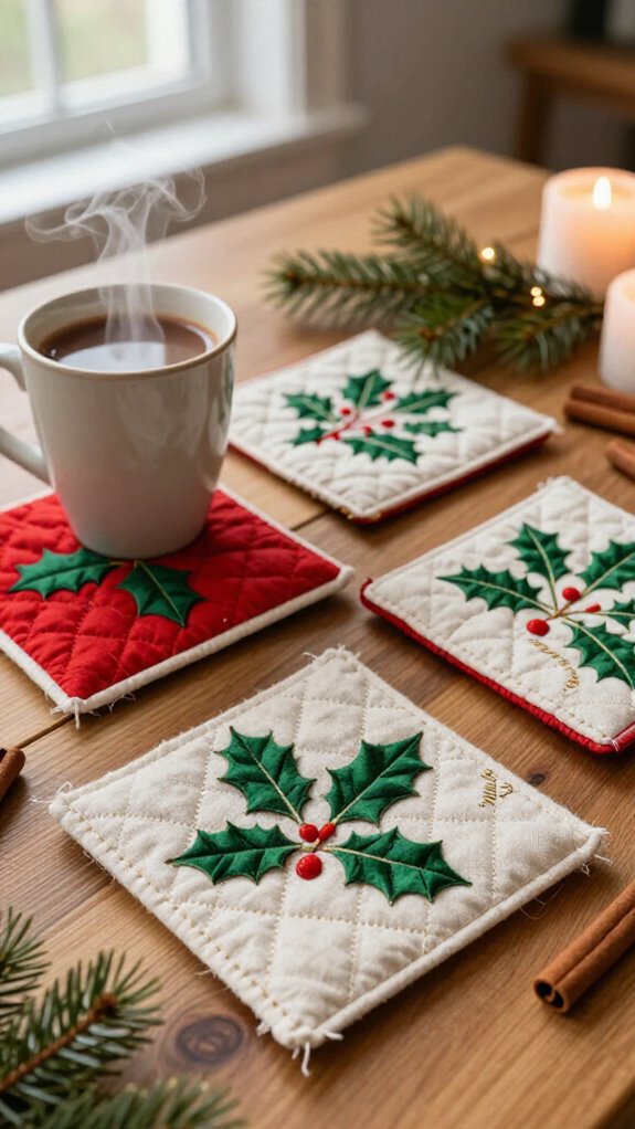 festive sewn fabric coasters