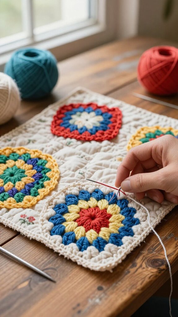 15 Beautiful Ways to Sew Granny Squares Together 9 flat vintage quilt join