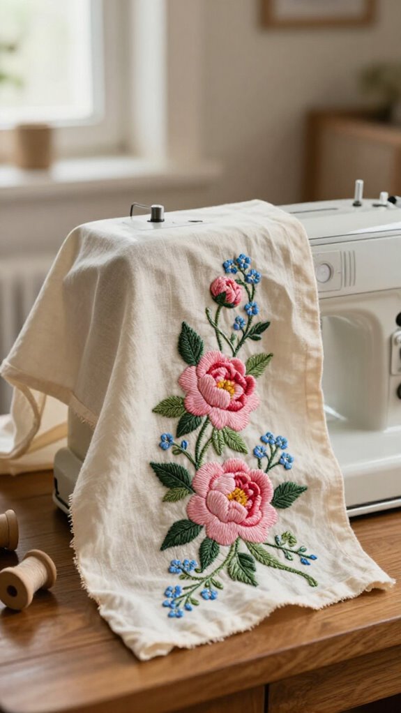 Sewing Machine Cover Ideas That Look Beautiful With Your Home Decor 12 floral monogram cover embroidery