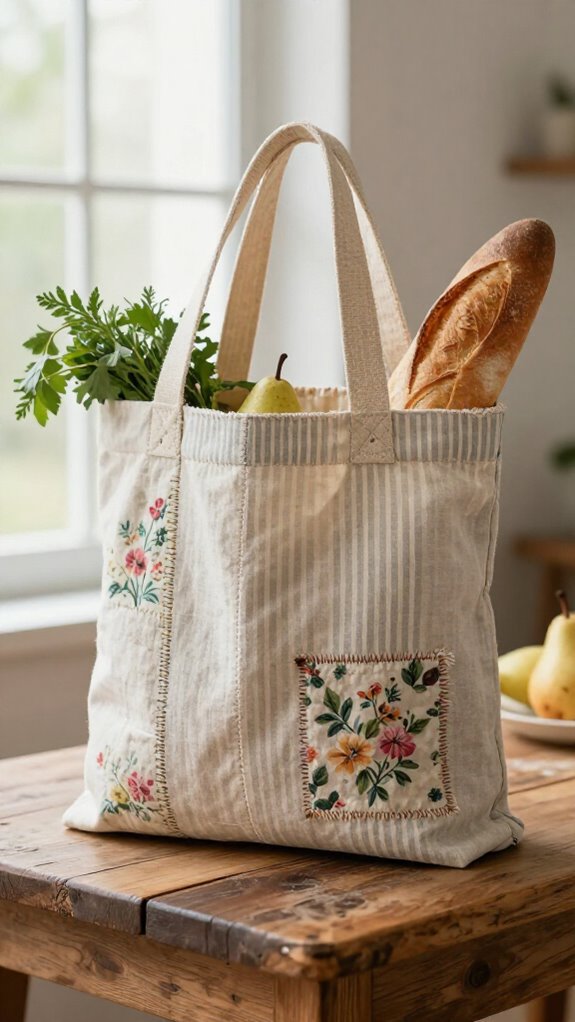 french grocery bag with pockets