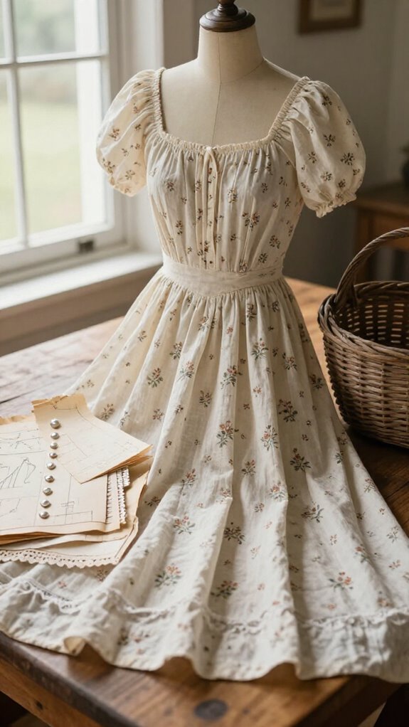 gathered cottagecore midi dress