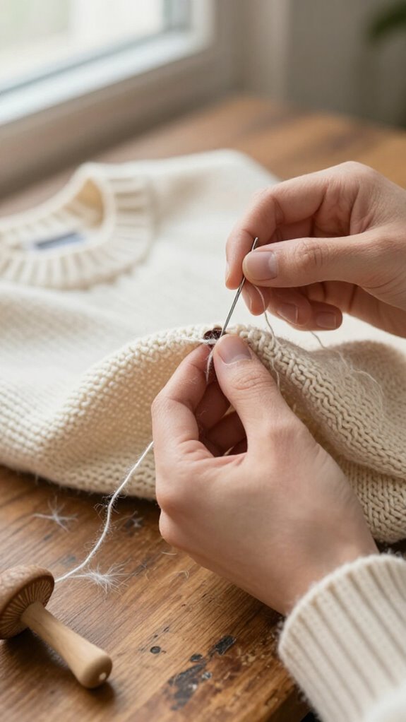 11 Smart Ways to Sew Holes in Clothes Without Making Them Obvious 12 gentle knit hole ladder stitch