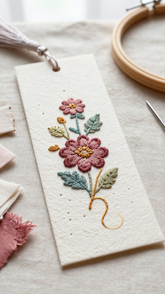 handmade embroidered bookmark card