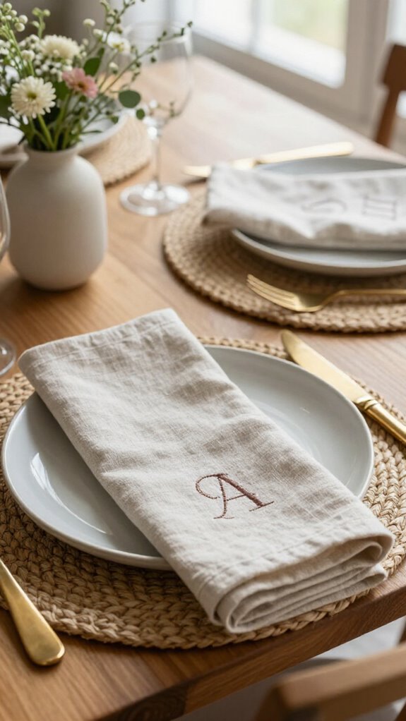 handmade mitered corner napkins