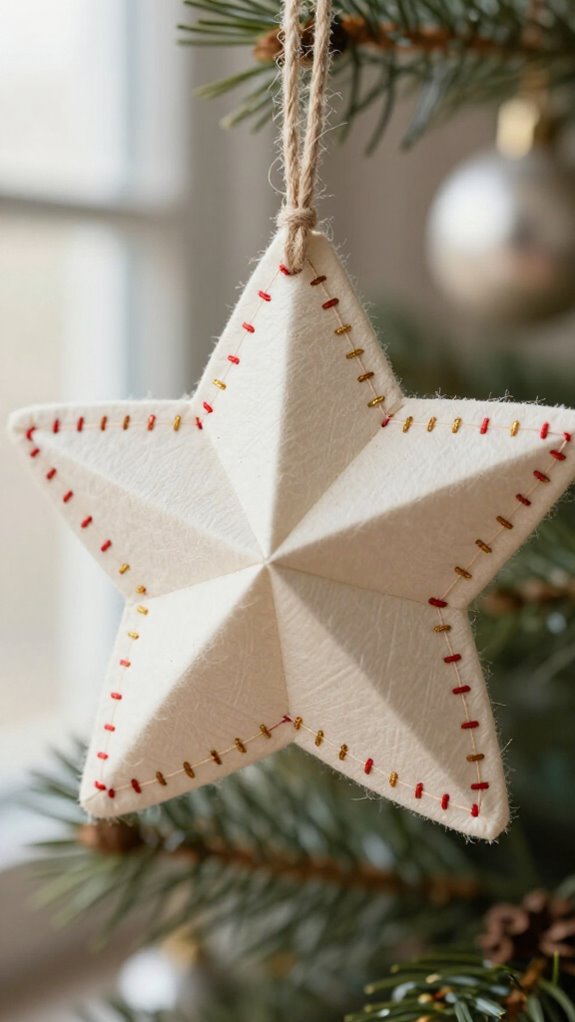 handmade stitched paper ornament keepsake