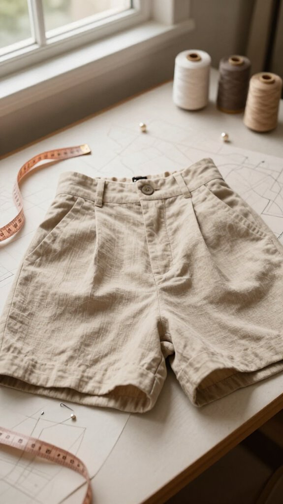high waisted linen shorts tailored fit