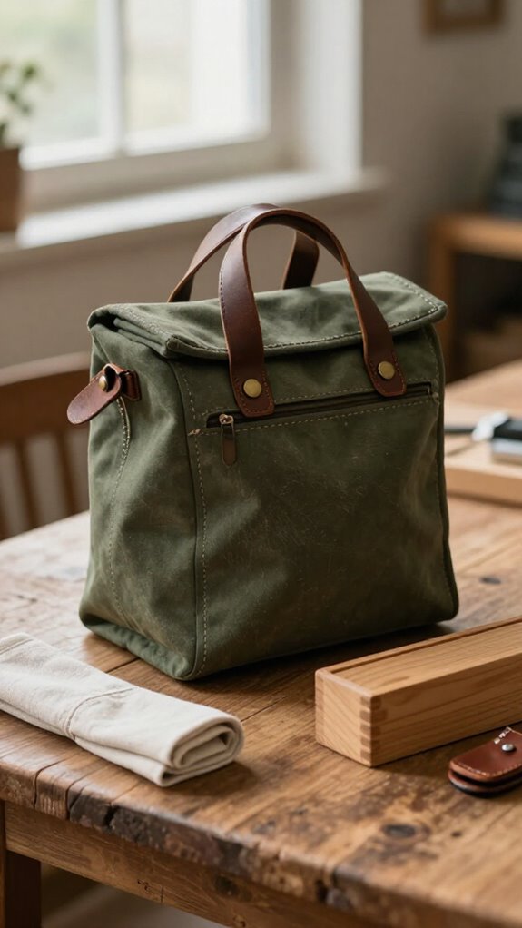 insulated zip canvas lunch bag