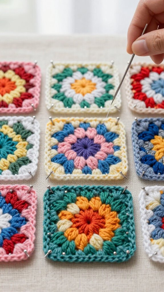 15 Beautiful Ways to Sew Granny Squares Together 18 keep crocheted squares aligned