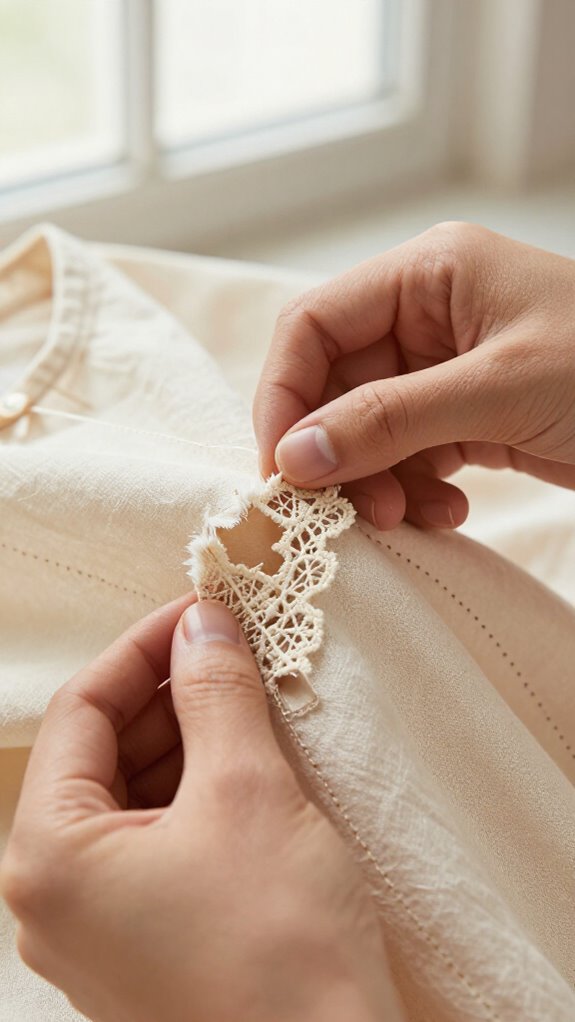 11 Smart Ways to Sew Holes in Clothes Without Making Them Obvious 10 lace patch for tiny tears