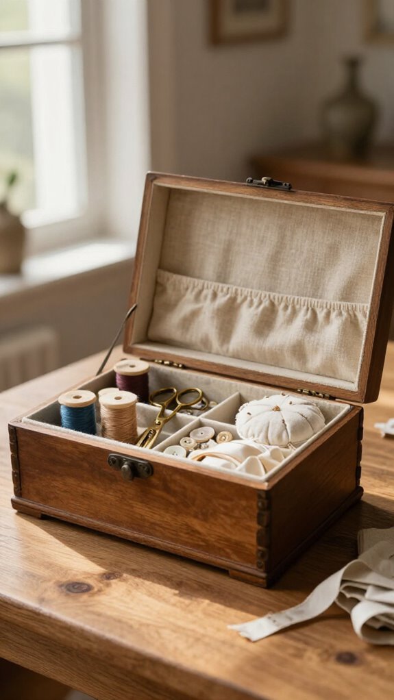 linen lined sewing organizer
