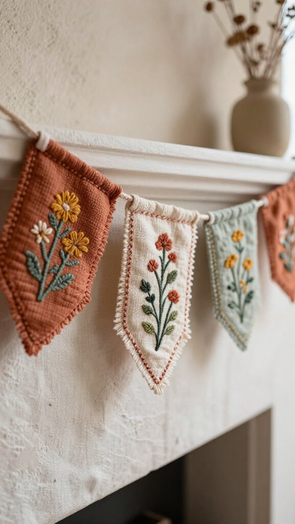 23 Sewing Embroidery Designs That Turn Fabric Into Beautiful Home Decor 15 loosely frayed heart garland