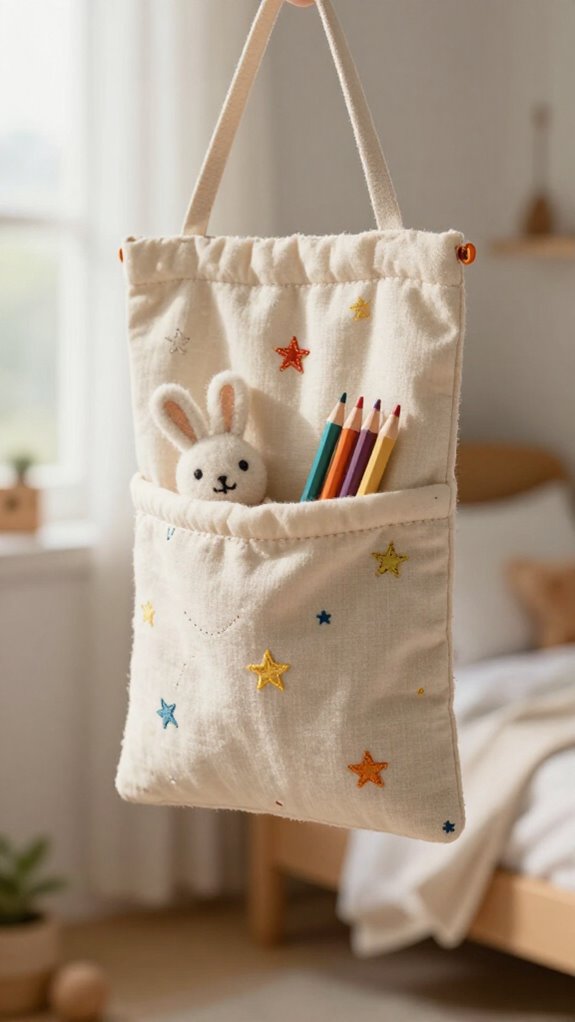 19 Sewing Projects for Kids That Make Their Rooms More Fun 18 mini fabric wall pocket project