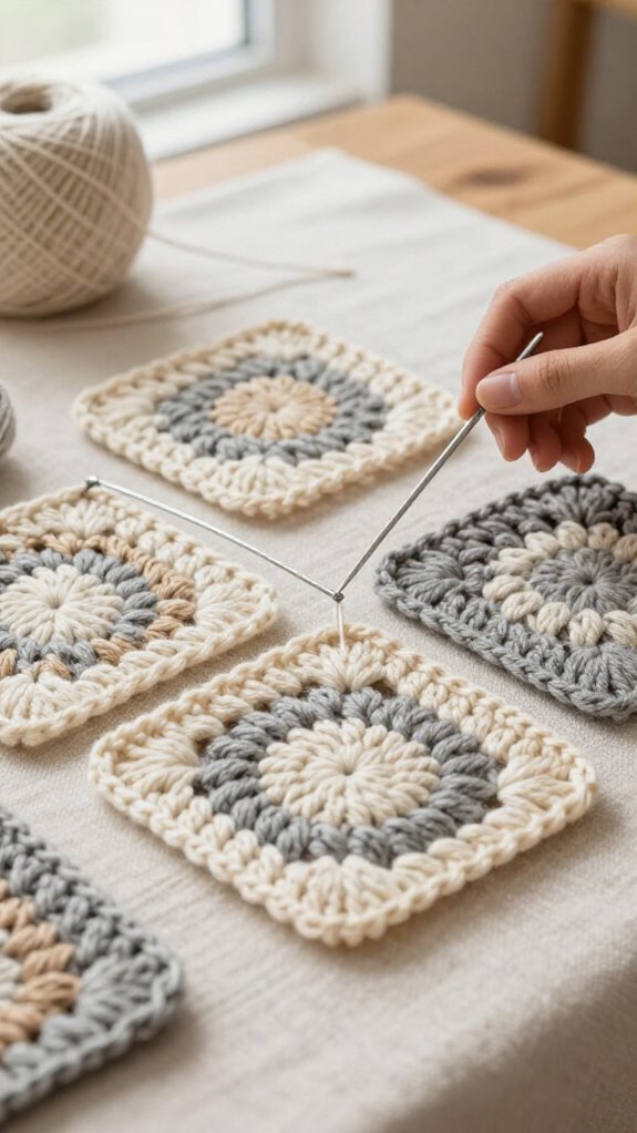 15 Beautiful Ways to Sew Granny Squares Together 12 minimal neutral granny join