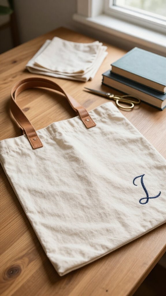 monogrammed tote for heavy books