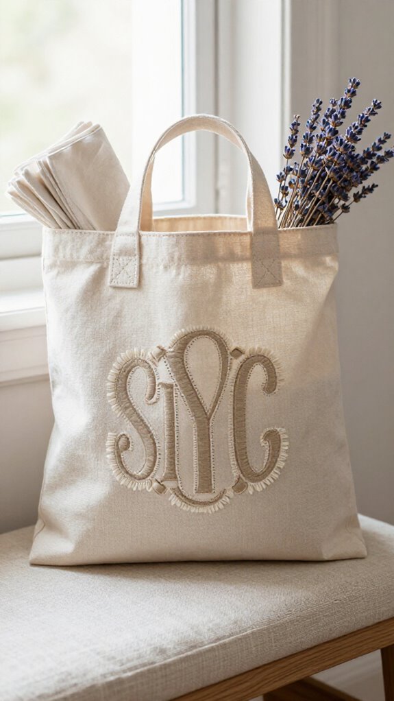 Sewing Letters on Fabric Ideas for Personalized Home Decor 12 monogrammed tote with reinforcing stitching
