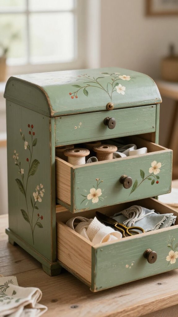 painted botanical sewing box charm