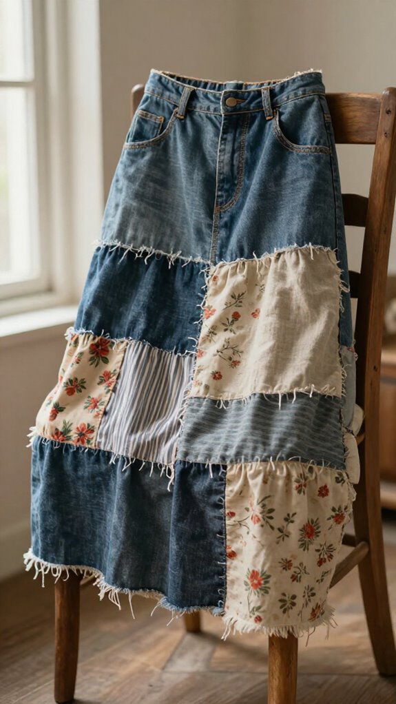 patchwork fabric scrap skirt
