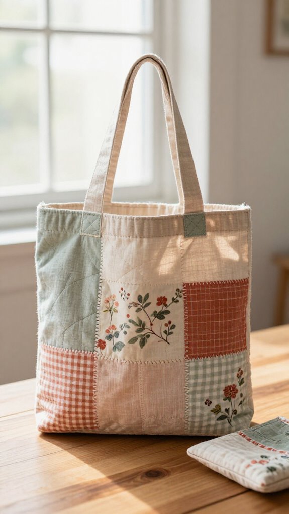 patchwork fabric scrap tote