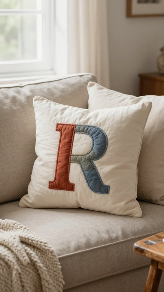 Sewing Letters on Fabric Ideas for Personalized Home Decor 13 personal initial pillow set