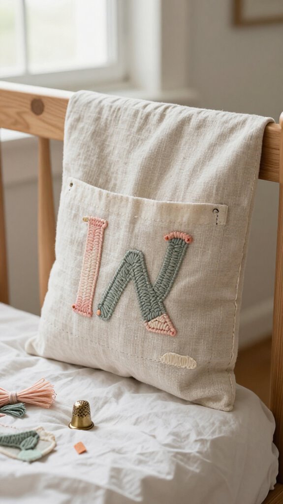 Sewing Letters on Fabric Ideas for Personalized Home Decor 11 personalized bedside pocket charm
