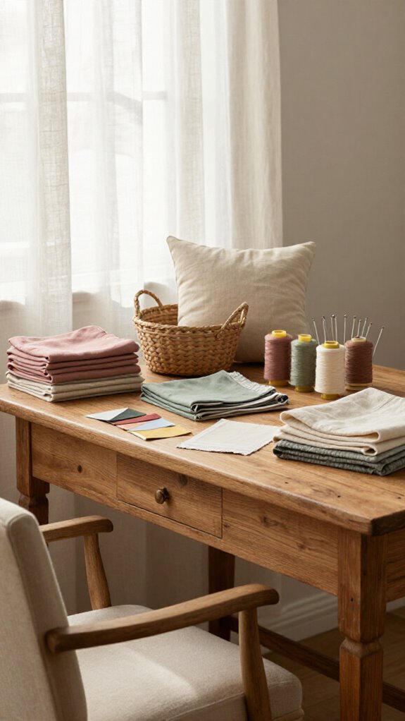 21 Sewing Room Decor Ideas That Make Your Craft Space Feel Beautiful 24 pink and white cozy sewing room