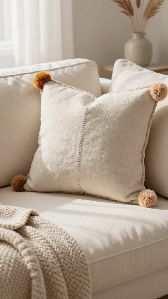 19 Sewing Pillow Ideas for a Cozy and Personal Home 10 pom pom trim accent pillow