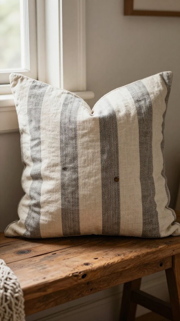 porch swing striped farmhouse pillow