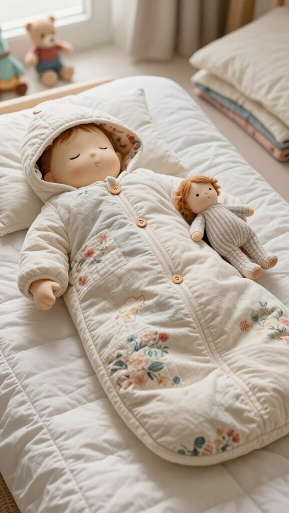quilted fabric doll sleeping bag