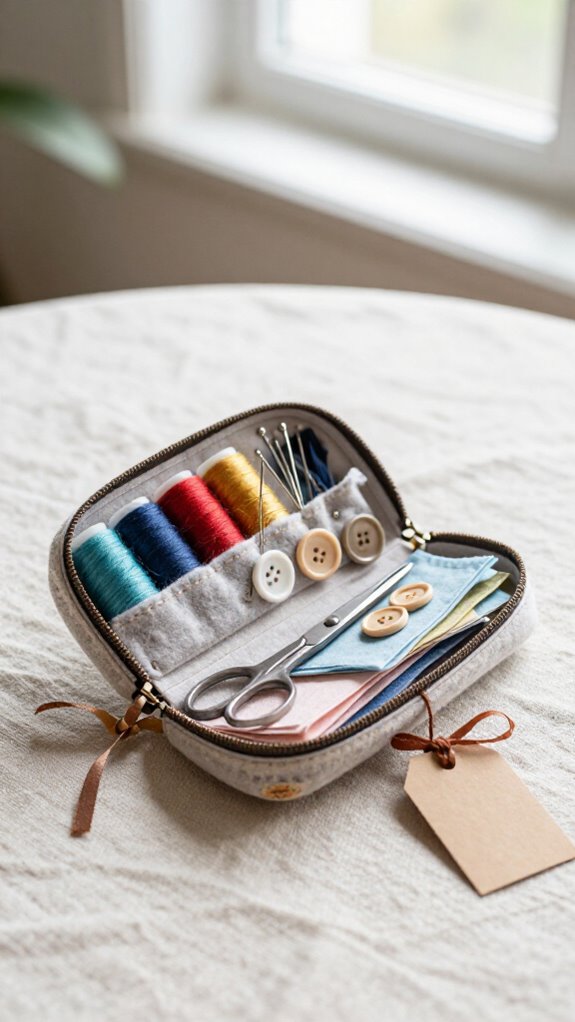 quilted flat zip sewing pouch