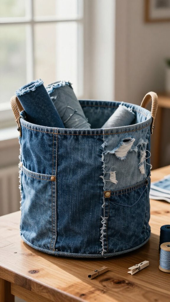 reinforced denim storage basket