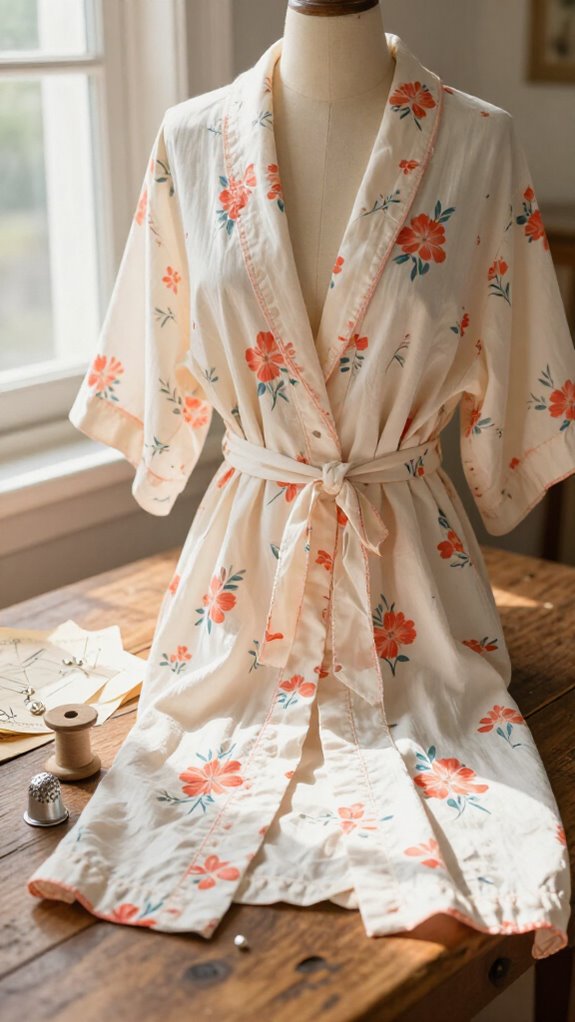 retro summer robe waist tie