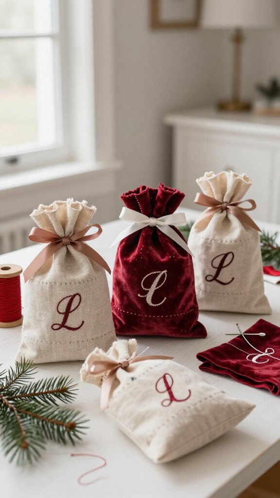 reusable personalized fabric gift bags