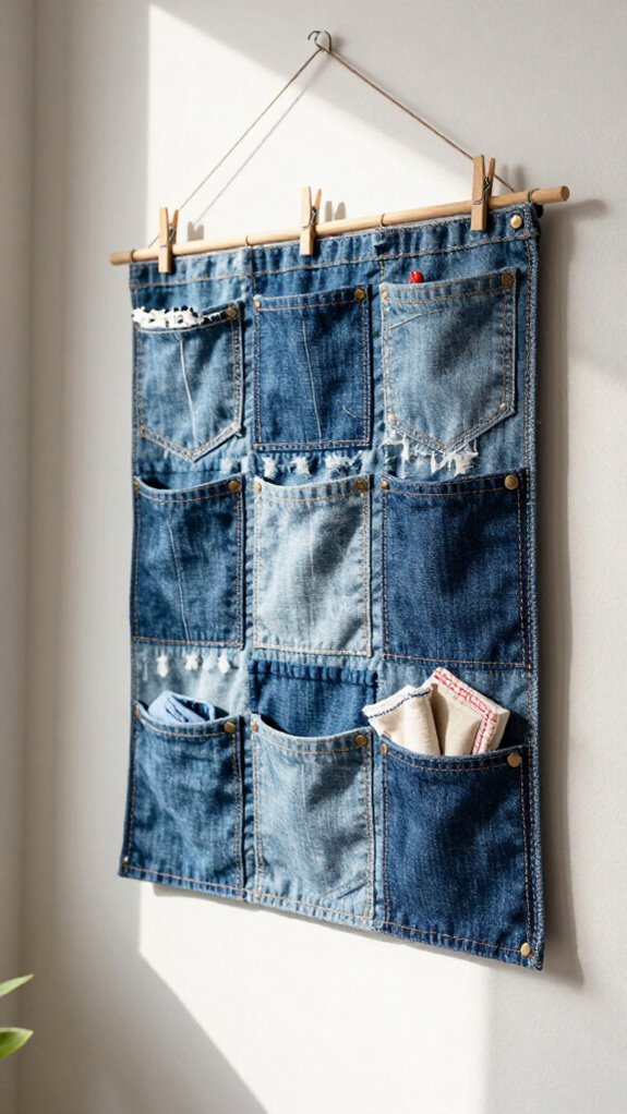 reused denim pocket craft organizer