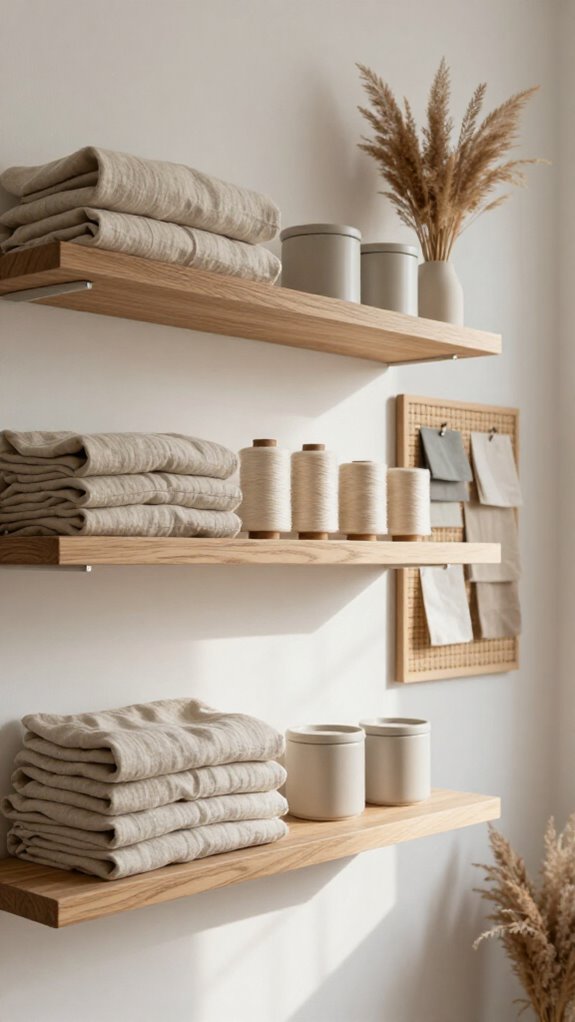 21 Sewing Room Decor Ideas That Make Your Craft Space Feel Beautiful 14 soft blush craft wall