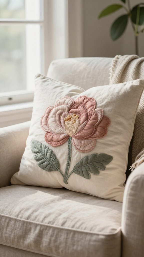 spring appliqu pillow with felt layers