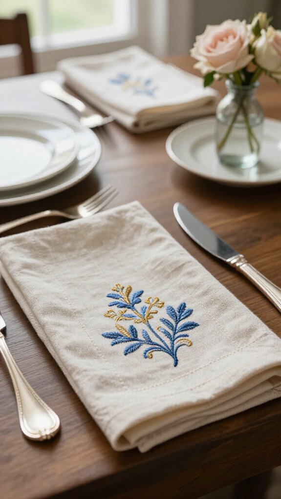 23 Sewing Embroidery Designs That Turn Fabric Into Beautiful Home Decor 23 stitch monogrammed linen napkins