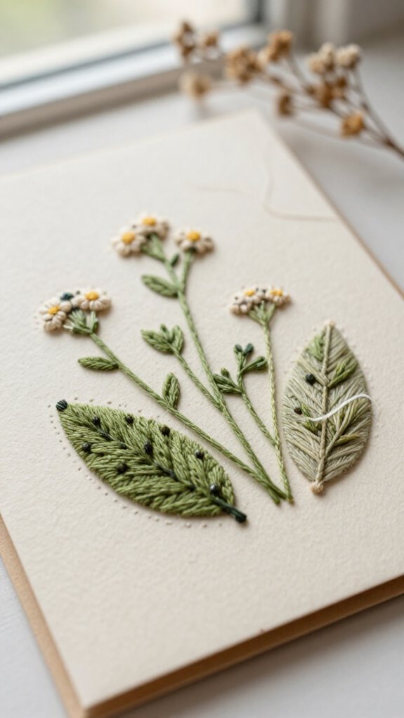stitched botanical mail card
