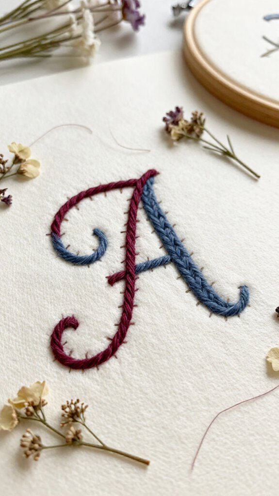 stitched family initial paper art