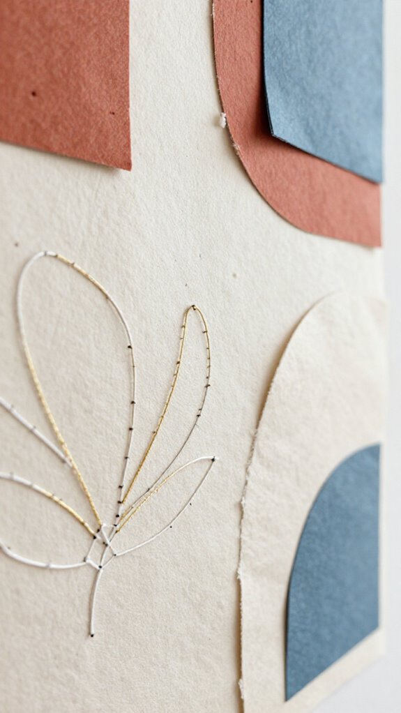 stitched paper collage art