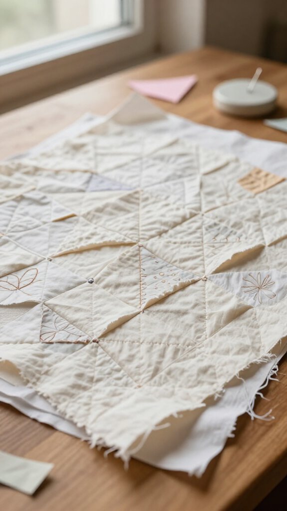 stitched paper scrap quilt